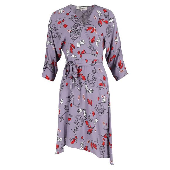 Diane von Furstenberg Floral Midi Dress in Purple Viscose
